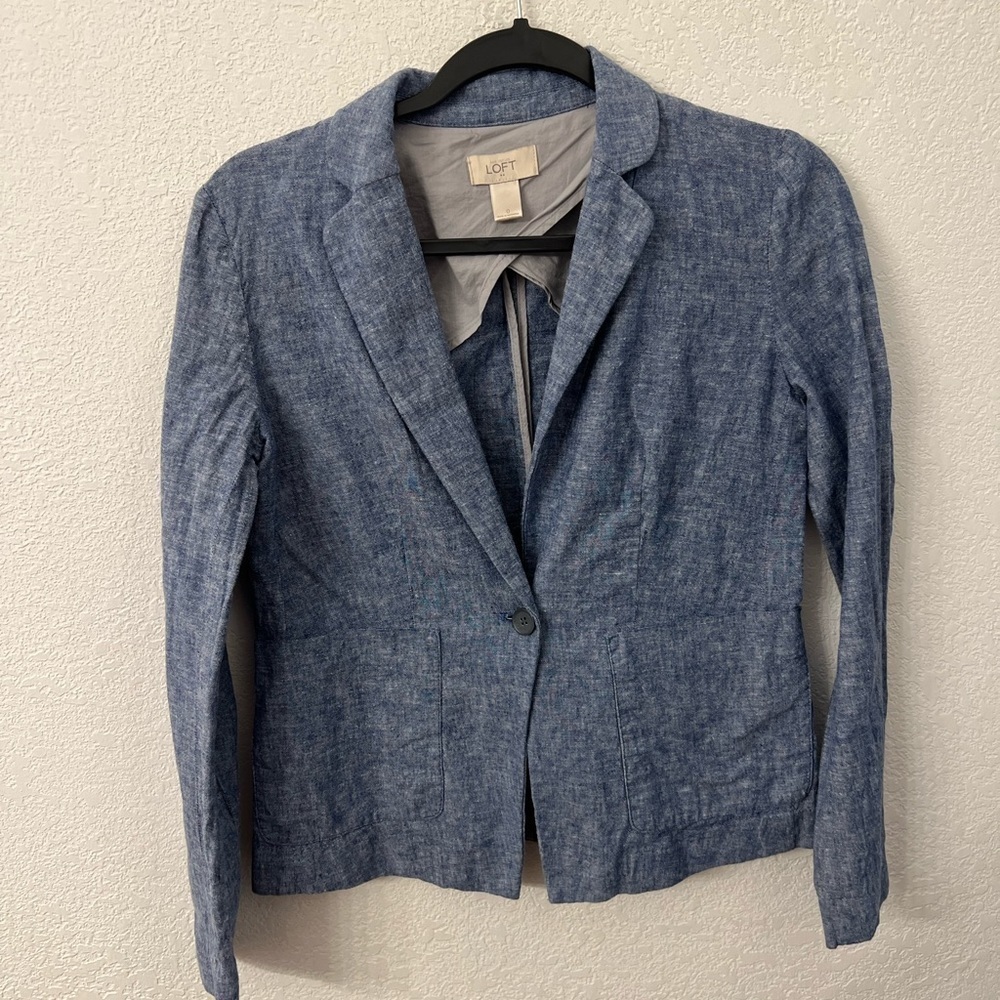 Ann Taylor Loft linen blazer womens size 0